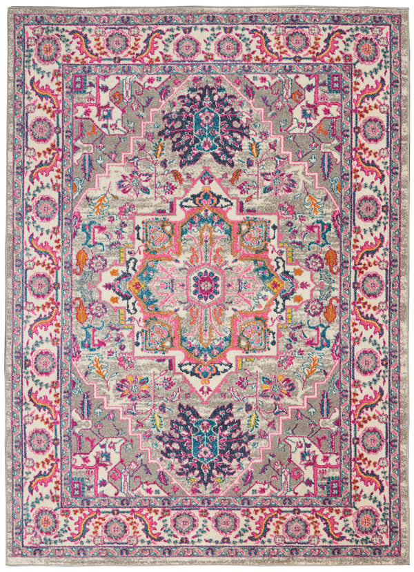Homeroots 4' X 6' Pink And Gray Power Loom Area Rug  Polypropylene 385495