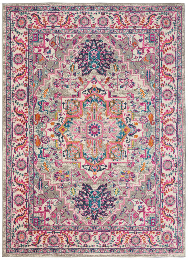 Homeroots 5' X 7' Pink And Gray Power Loom Area Rug  Polypropylene 385496