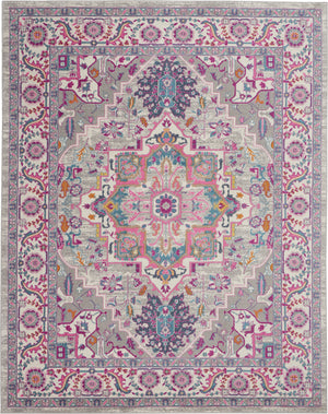 Homeroots 7' X 10' Pink And Gray Power Loom Area Rug  Polypropylene 385497
