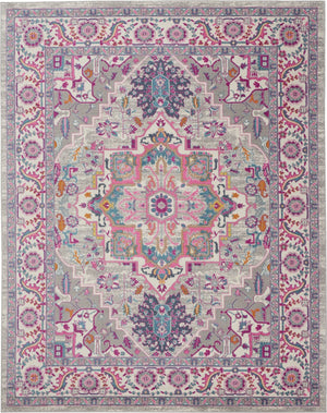 Homeroots 7' X 10' Pink And Gray Power Loom Area Rug  Polypropylene 385497