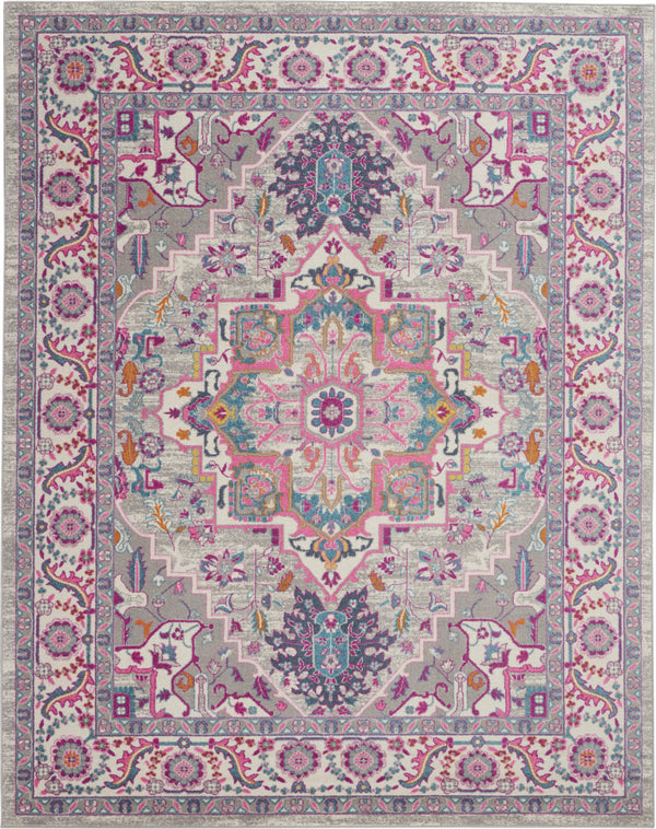 Homeroots 8' X 10' Pink And Gray Power Loom Area Rug  Polypropylene 385498
