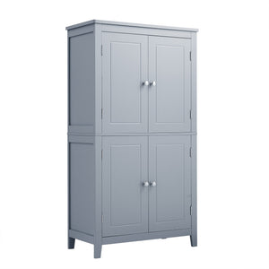 English Elm Elegant Bathroom Floor Storage Cabinet with 4 Doors, Adjustable Shelves, Anti-Tip Design, 28"L x 15"W Grey N725P188461E