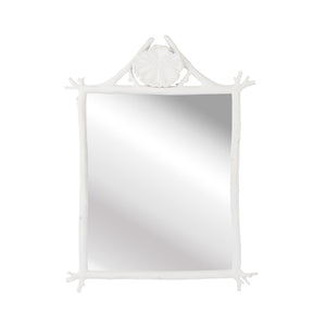 Chelsea House Grotto Mirror By Kristi Nelson — 48.5" Vertical Faux Bois White Frame, Full-Length Coastal Elegance 385500