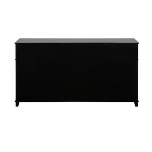 Chelsea House Palm Beach Buffet Cabinet — High-Gloss Piano Black With Gold Leaf Shell Accents, Luxe Storage Appeal 385513