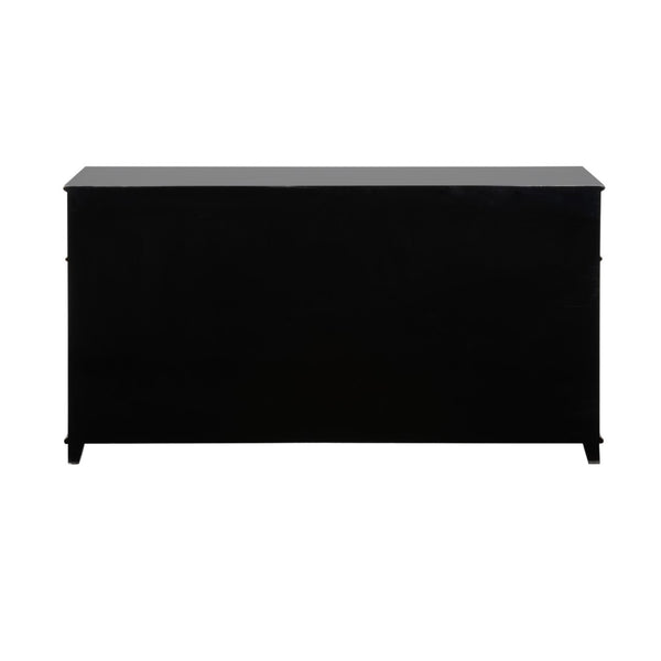 Chelsea House Palm Beach Buffet Cabinet — High-Gloss Piano Black With Gold Leaf Shell Accents, Luxe Storage Appeal 385513