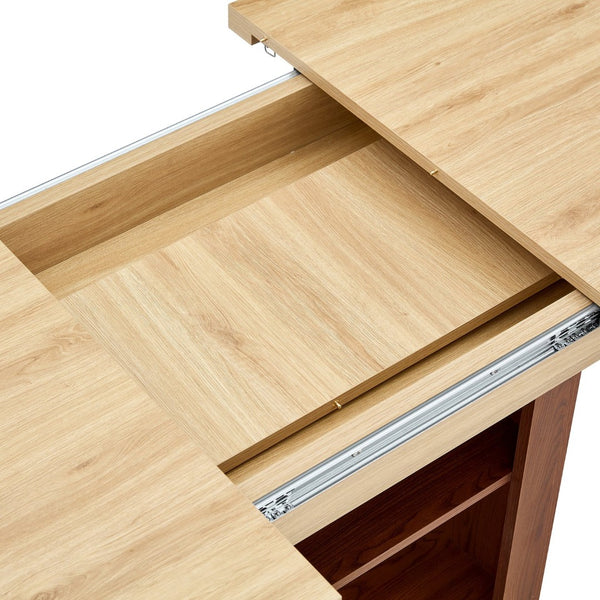 English Elm An Extendable Mdf Dining Table with Open Shelf Storage Seats up to Eight Walnut,Wood W1151S04624
