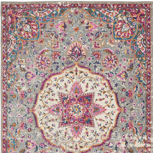 HomeRoots 5' Gray and Ivory Medallion Area Rug - Timeless Elegance for Living Spaces, Soft and Durable Design 5' X 7' Rectangle 385521