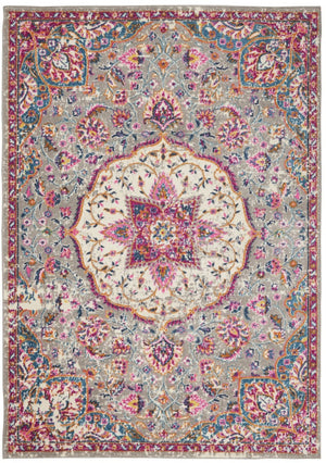 HomeRoots 5' Gray and Ivory Medallion Area Rug - Timeless Elegance for Living Spaces, Soft and Durable Design 5' X 7' Rectangle 385521