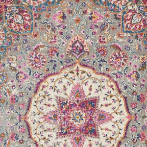 HomeRoots 5' Gray and Ivory Medallion Area Rug - Timeless Elegance for Living Spaces, Soft and Durable Design 7' X 10' Rectangle 385523