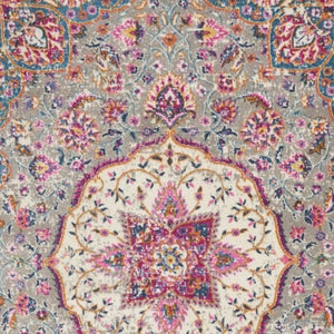HomeRoots 5' Gray and Ivory Medallion Area Rug - Timeless Elegance for Living Spaces, Soft and Durable Design 8' X 10' Rectangle 385524