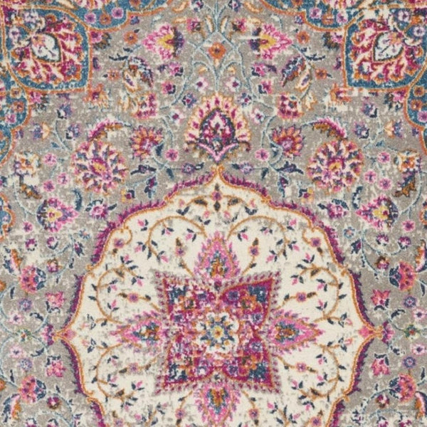 HomeRoots 5' Gray and Ivory Medallion Area Rug - Timeless Elegance for Living Spaces, Soft and Durable Design 8' X 10' Rectangle 385524