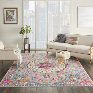 HomeRoots 5' Gray and Ivory Medallion Area Rug - Timeless Elegance for Living Spaces, Soft and Durable Design 8' X 10' Rectangle 385524
