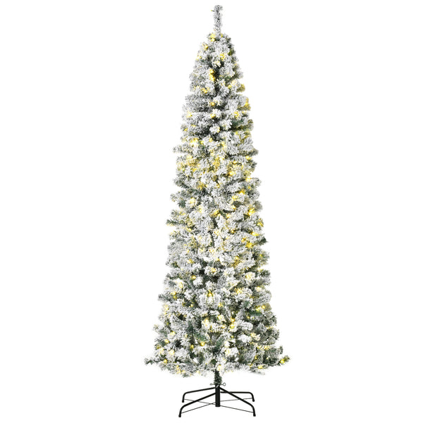 English Elm Homcom 7.5Ft Snow-Flocked Douglas Fir Christmas Tree With 350 Warm White Leds & Realistic Look W2225P229805