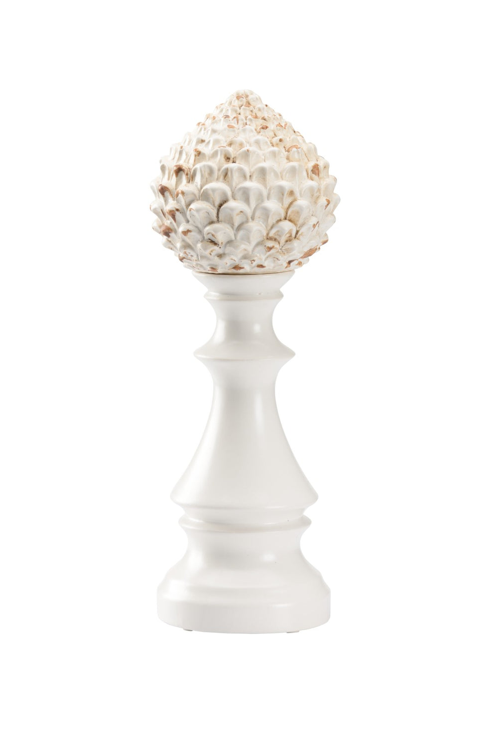 Chelsea House Artichoke Ceramic Finial By Bill Cain - 12.5" White Glazed Sculptural Accent For Mantel & Tabletop 385531