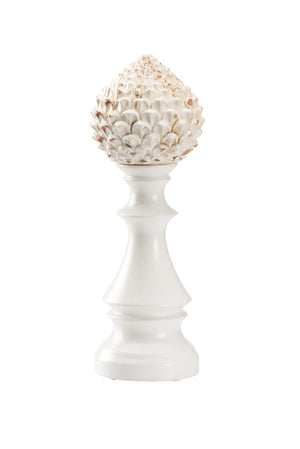 Chelsea House Artichoke Ceramic Finial By Bill Cain - 12.5" White Glazed Sculptural Accent For Mantel & Tabletop 385531