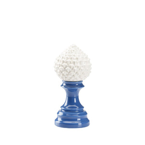 Chelsea House Artichoke Ceramic Finial Blue/Cream Glaze On Pedestal — 12.5" French Country Accent By Bill Cain 385532
