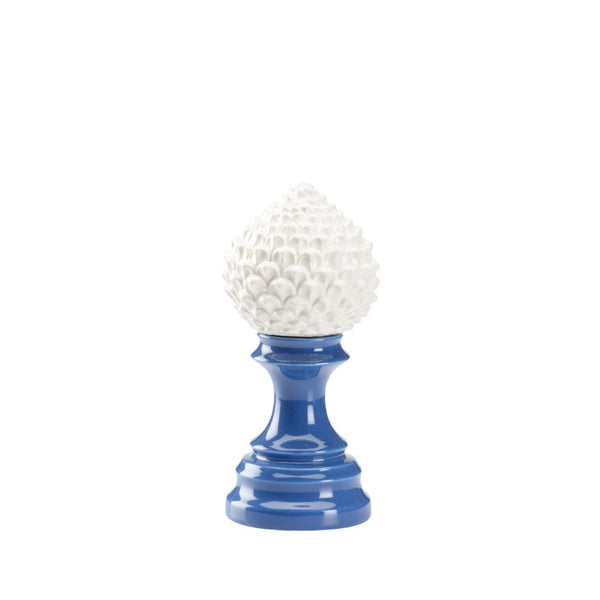 Chelsea House Artichoke Ceramic Finial Blue/Cream Glaze On Pedestal — 12.5" French Country Accent By Bill Cain 385532