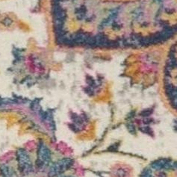 HomeRoots 5' Ivory and Blue Medallion Area Rug – Elegant Traditional Design for Living Room or Dining Space 7' x 10' 385533