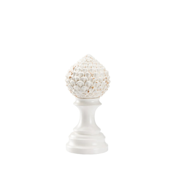 Chelsea House Artichoke Ceramic Finial By Bill Cain - 9.5" Antique Cream Pedestal Accent For Mantels & Tables 385534