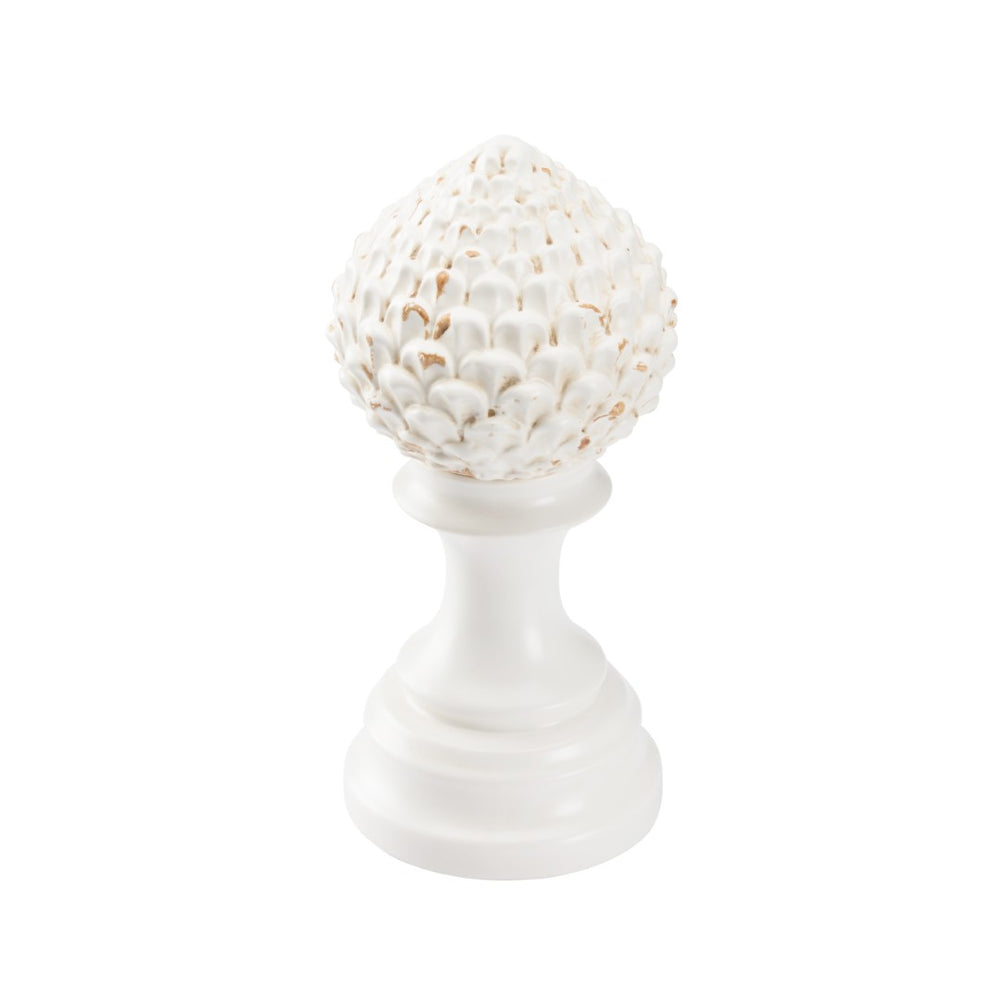 Chelsea House Artichoke Ceramic Finial By Bill Cain - 9.5" Antique Cream Pedestal Accent For Mantels & Tables 385534