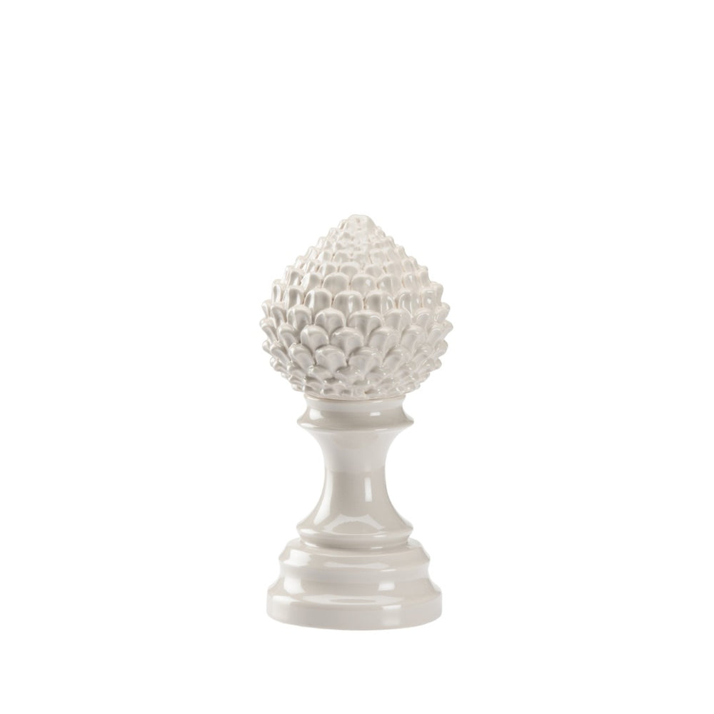 Chelsea House Artichoke Ceramic Finial In Soft Gray Glaze — 9.5" Sculptural Pedestal Accent For Mantels, Shelves 385536
