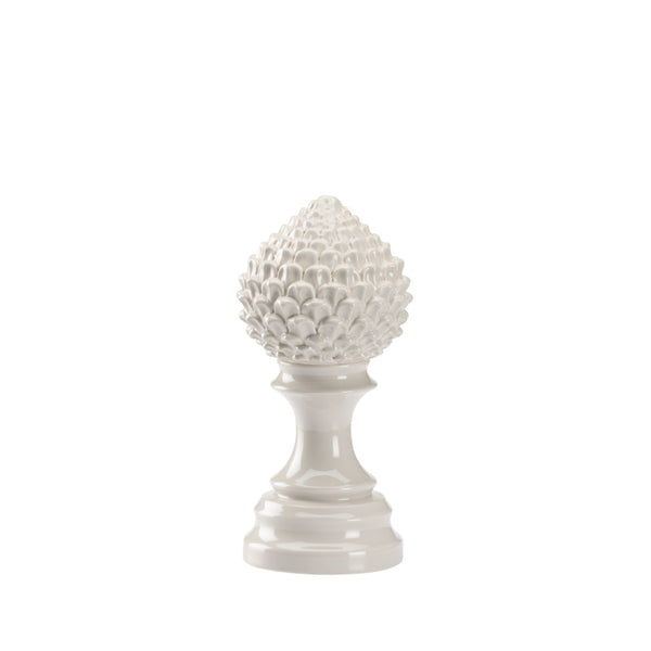 Chelsea House Artichoke Ceramic Finial In Soft Gray Glaze — 9.5" Sculptural Pedestal Accent For Mantels, Shelves 385536
