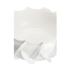 Chelsea House Shard Hand-Thrown Italian Ceramic Bowl, Glossy White Glaze, 17" Statement Centerpiece For Serving 385546