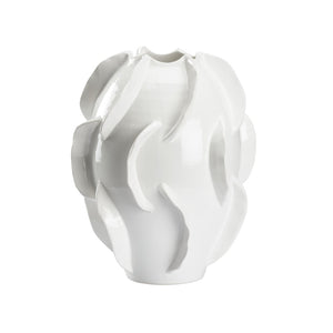 Chelsea House Shard Hand-Thrown Italian Ceramic Vase — Glossy White Sculptural Accent, Durable For Fresh Or Faux Stems 385547