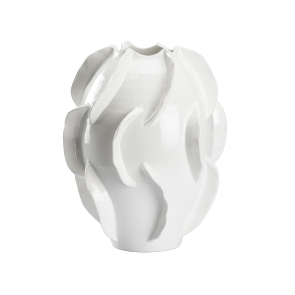 Chelsea House Shard Hand-Thrown Italian Ceramic Vase — Glossy White Sculptural Accent, Durable For Fresh Or Faux Stems 385547
