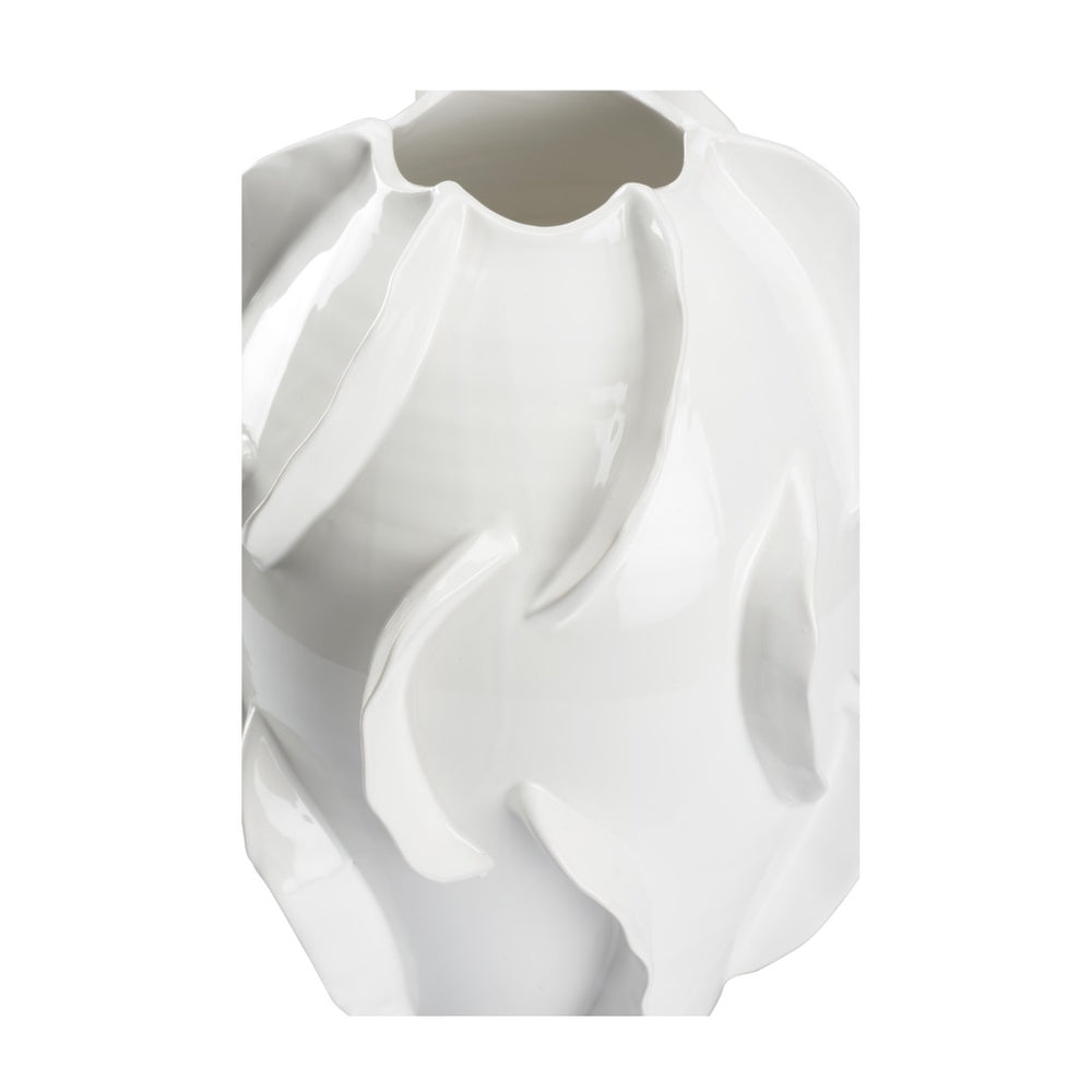 Chelsea House Shard Hand-Thrown Italian Ceramic Vase — Glossy White Sculptural Accent, Durable For Fresh Or Faux Stems 385547