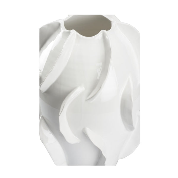 Chelsea House Shard Hand-Thrown Italian Ceramic Vase — Glossy White Sculptural Accent, Durable For Fresh Or Faux Stems 385547