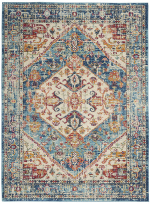 Homeroots 4' X 6' Blue And Ivory Power Loom Area Rug  Polypropylene 385548