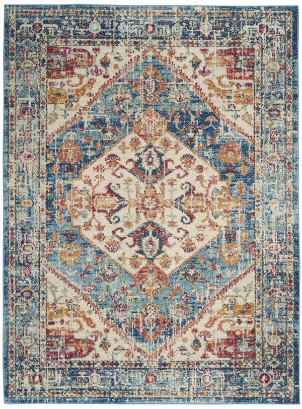 Homeroots 4' X 6' Blue And Ivory Power Loom Area Rug  Polypropylene 385548