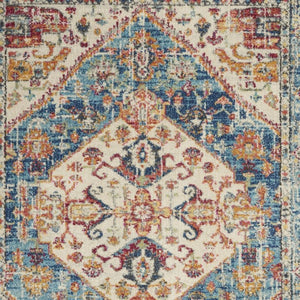 HomeRoots 5' Elegant Ivory and Blue Oriental Distressed Area Rug – Timeless Style for Any Room Décor 5?x7? 385550