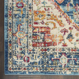 Homeroots 5' X 7' Blue And Ivory Power Loom Area Rug  Polypropylene 385550