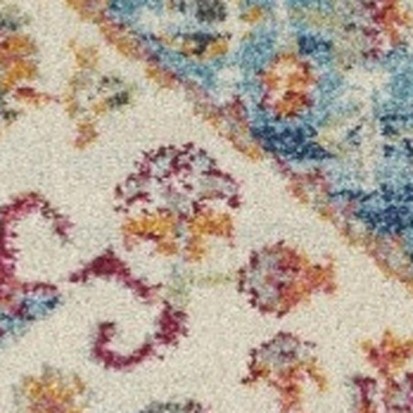 HomeRoots 5' Elegant Ivory and Blue Oriental Distressed Area Rug – Timeless Style for Any Room Décor 5? 385551