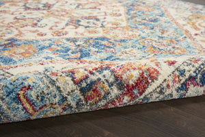 HomeRoots 5' Elegant Ivory and Blue Oriental Distressed Area Rug – Timeless Style for Any Room Décor 5? 385551