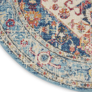 HomeRoots 5' Elegant Ivory and Blue Oriental Distressed Area Rug – Timeless Style for Any Room Décor 5? 385551