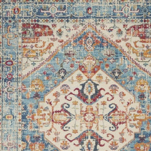 HomeRoots 5' Elegant Ivory and Blue Oriental Distressed Area Rug – Timeless Style for Any Room Décor 7?x10? 385552