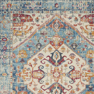 Homeroots 7' X 10' Blue And Ivory Power Loom Area Rug  Polypropylene 385552