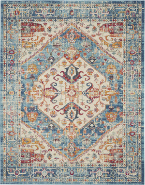 Homeroots 7' X 10' Blue And Ivory Power Loom Area Rug  Polypropylene 385552