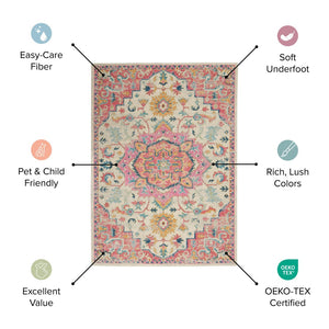 HomeRoots 5' Elegant Ivory and Blue Oriental Distressed Area Rug – Timeless Style for Any Room Décor 8?x10? 385553