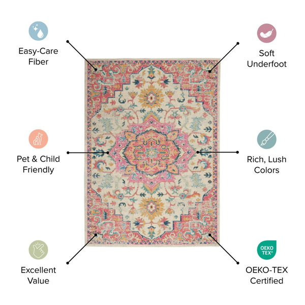 HomeRoots 5' Elegant Ivory and Blue Oriental Distressed Area Rug – Timeless Style for Any Room Décor 8?x10? 385553