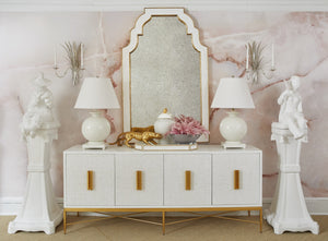 Chelsea House Radison Antique White Full-Length Mirror With Gold Leaf Edge, 66" X 42" Vintage Designer Statement 385555