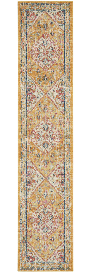 Homeroots 10' Yellow And Ivory Dhurrie Runner Rug  Polypropylene 385560
