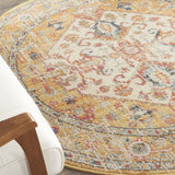 Homeroots 5' Yellow And Ivory Round Floral Medallion Shag Area Rug  Polypropylene 385565