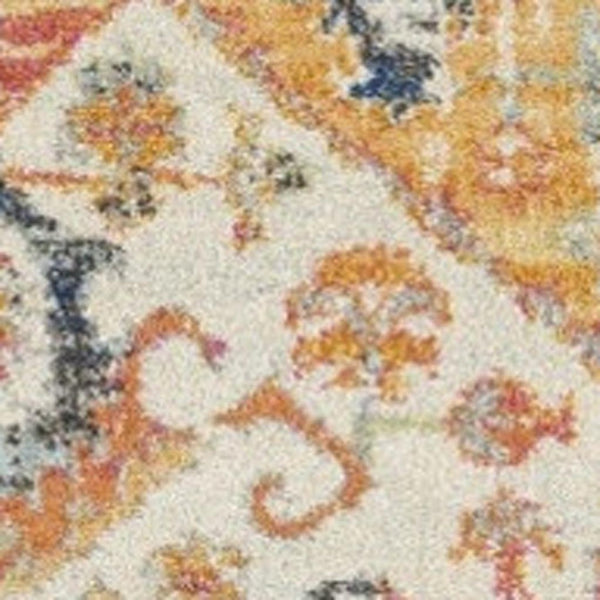 HomeRoots 5' Floral Medallion Area Rug in Yellow and Ivory - Elegant, Durable, and Comfortable for Any Space 5' Round 385565