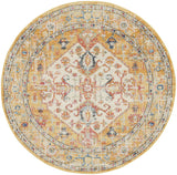 Homeroots 5' Yellow And Ivory Round Floral Medallion Shag Area Rug  Polypropylene 385565