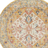 Homeroots 5' Yellow And Ivory Round Floral Medallion Shag Area Rug  Polypropylene 385565