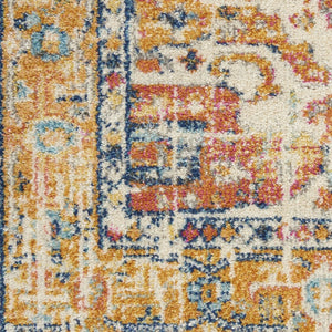 HomeRoots 5' Floral Medallion Area Rug in Yellow and Ivory - Elegant, Durable, and Comfortable for Any Space 8' x 10' 385567